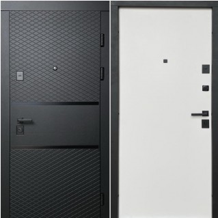Двері вхідні квартирного типу • Комфорт • Грація (чорна крокрень / білий супермат)