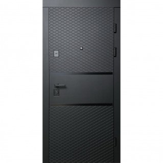 Двері вхідні квартирного типу • Комфорт • Грація (чорна крокрень / білий супермат)