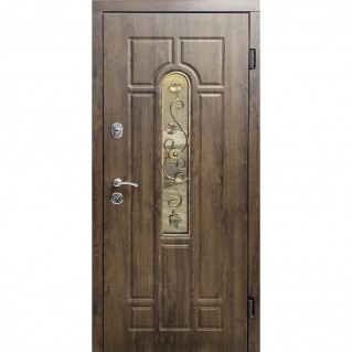 Двері вхідні вуличного типу • Стандарт плюс • Арка з куванням (дуб бронзовий)