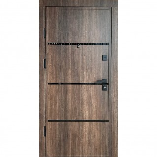 Дверь входная квартирного типа • Элит • Смоук (Дуб табак+3 молдинга / белое дерево)