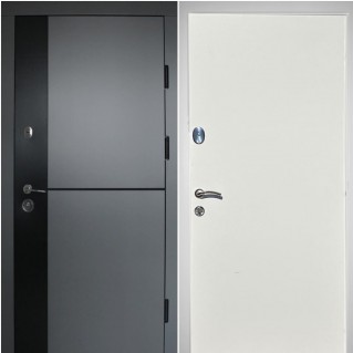 Двері вхідні вуличного типу • Композит • Марсель (антрацит / біле дерево)
