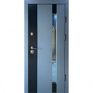 Двері вхідні вуличного типу • Композит • Марсель зі склом (антрацит / біле дерево)