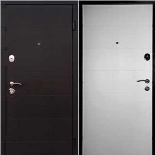 Дверь входная квартирного типа • Стандарт плюс • Элегант (венге темный горизонт / белое дерево)