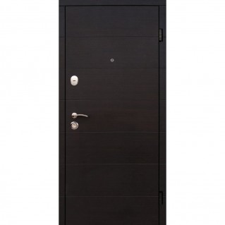 Дверь входная квартирного типа • Стандарт плюс • Элегант (венге темный горизонт / белое дерево)