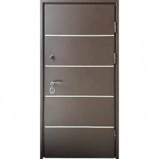 Двері вхідні вуличного типу - Комфорт - Стріт браун (Коричнева структура + алюмінієві молдинги / Темний горіх ПВХ-80 фрезерування без молд?