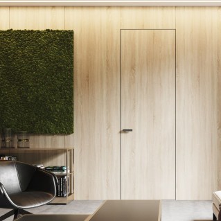 Двери скрытого монтажа SecretDoors шпон натуральный алюминиевое полотно