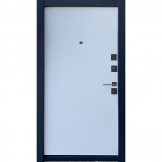 Вхідні двері • К-4 • Fusion Vertical (софт блек/біла емаль)