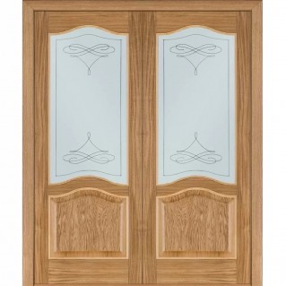 Двері міжкімнатні двустворчатые TERMINUS Classik 03 Дуб світлий засклена