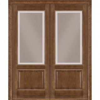 Двері міжкімнатні двустворчатые TERMINUS Classik 04 Дуб коричневий засклена