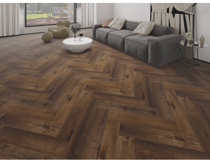 Фото Вінілова підлога SPC Apro Authentic Herringbone AC-510-HB Дуб Coffe 2